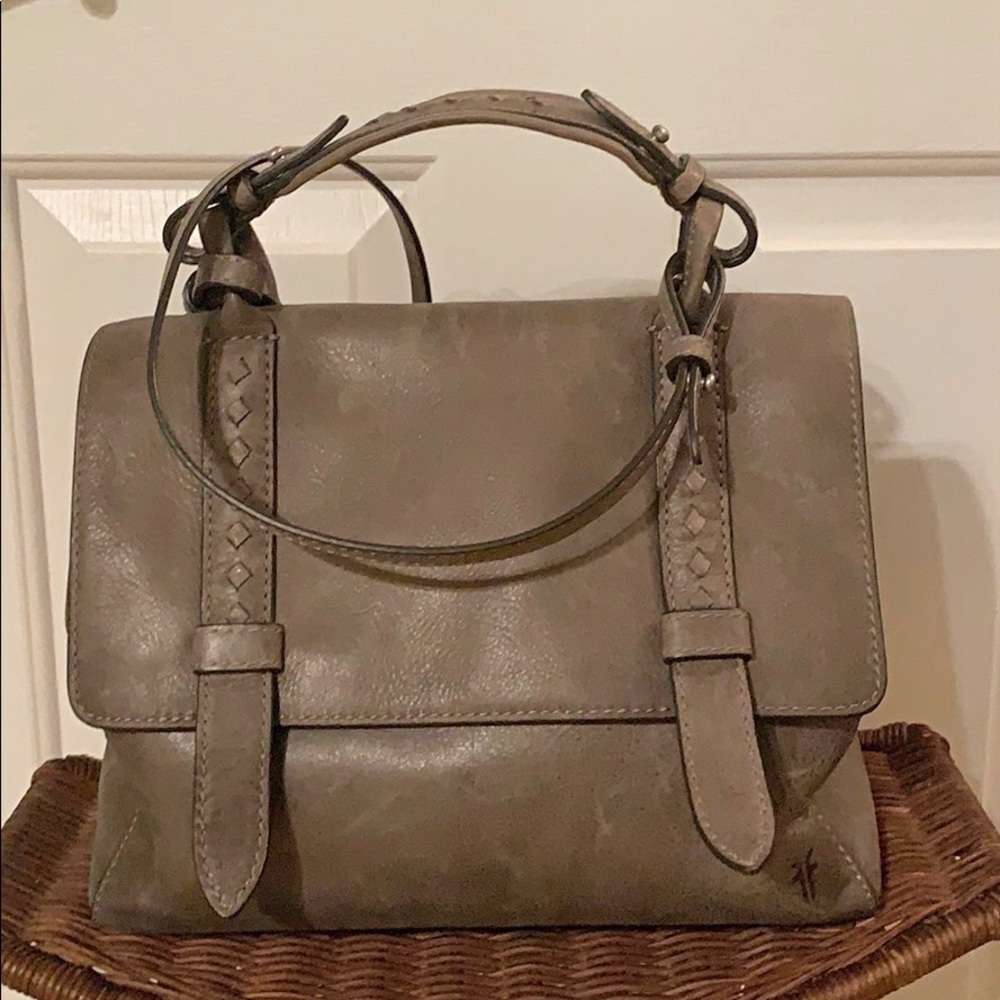 Frye Reed Flap Satchel Handbag Gray